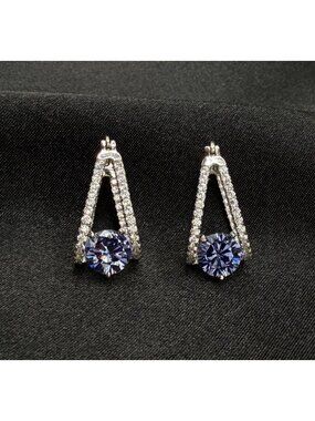 925 Sterling Silver Tanzanite Drop Earrings